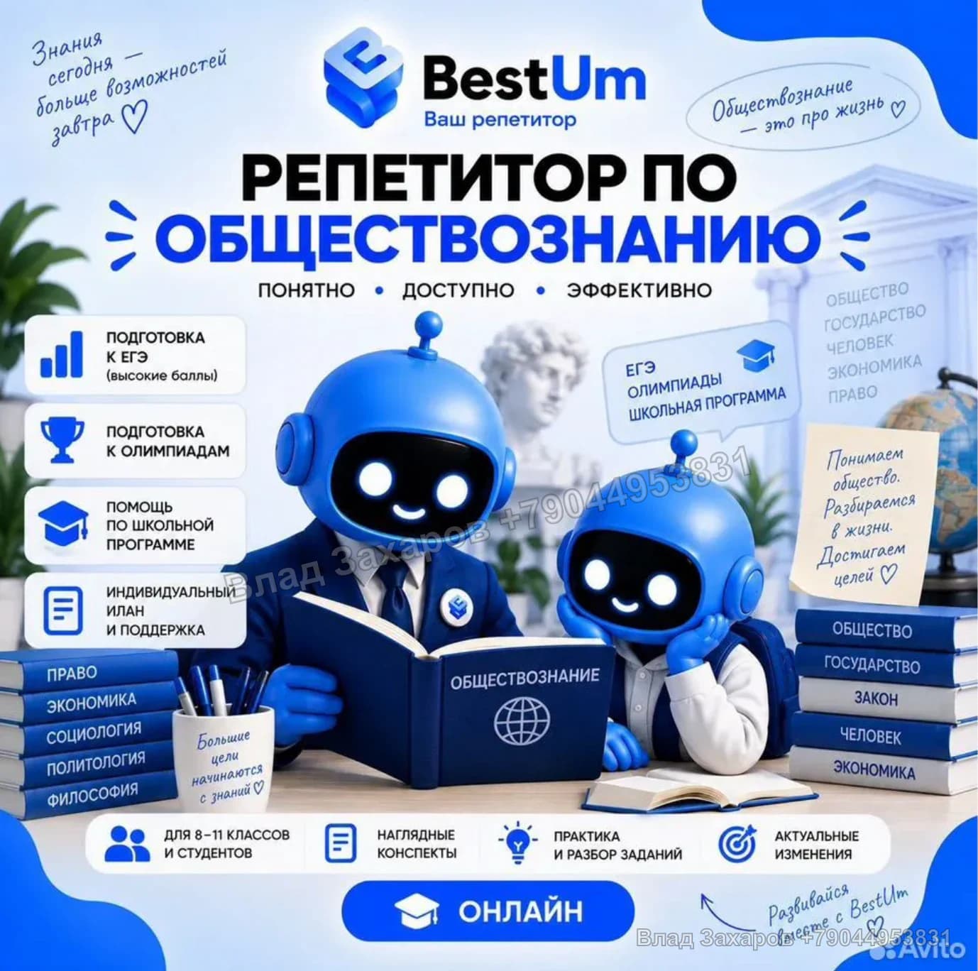 Объявление: обществознание — кейс продвижения на Авито